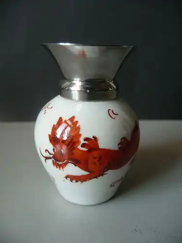 Kleine Vase Miniatur-Vase Metallkragen Roter Drache / MF Großbreitenbach (I)