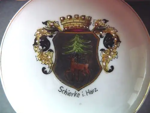 Porzellandose Schmuckdose Andenken Schierke Harz Wappen