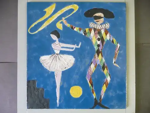 Fliesenbild Mosaik? Harlekin mit Tänzerin Tanzendes Paar im Mondschein