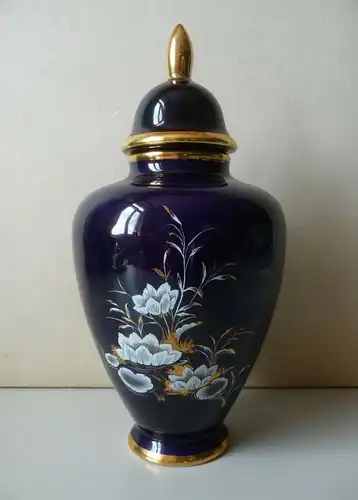 Kleine Deckelvase China-Vase Kobaltblau / Wiesau Porzellan