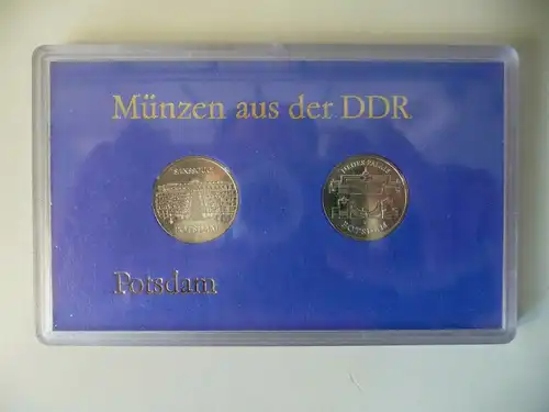 2 x 5 DDR-Mark Gedenkmünze Potsdam Sanssouci Neues Palais in Blister 1986