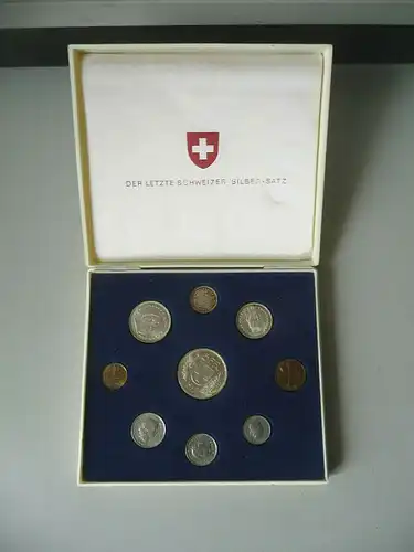 Kursmünzensatz Schweiz 1967 in Etui / Letzter Schweizer Silber-Satz