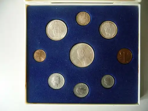 Kursmünzensatz Schweiz 1967 in Etui / Letzter Schweizer Silber-Satz