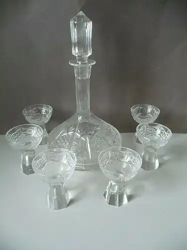 Karaffe Likörkaraffe + 6 (5) Gläser Likörgläser / Kristallglas