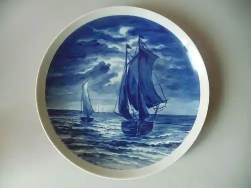 Zierteller Segelschiff Kobaltblau / Wallendorf Porzellan