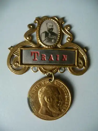 Abzeichen mit Medaille Train / Andenken Rekrutierung / Königreich Württemberg