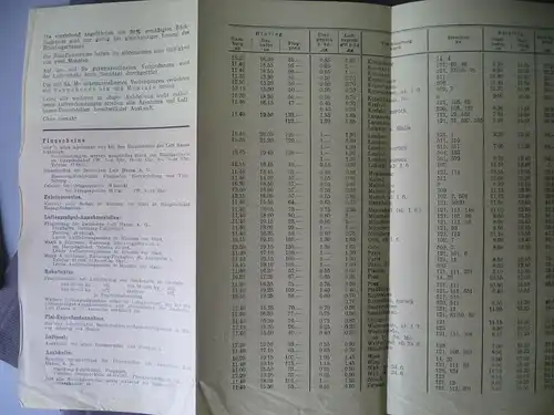 ABC Flugplan Flugpreise ab Hamburg / Lufthansa ca. 1935