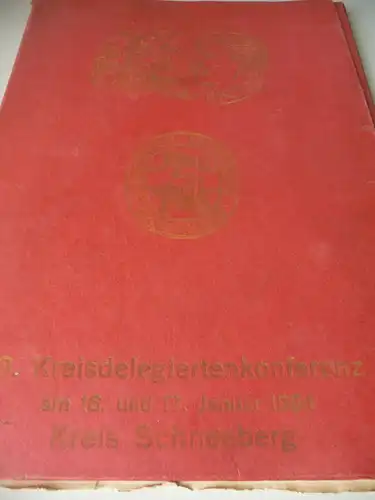 Aktenmappe Konferenzmappe Kreisdelegiertenkonferenz SED Schneeberg 1954