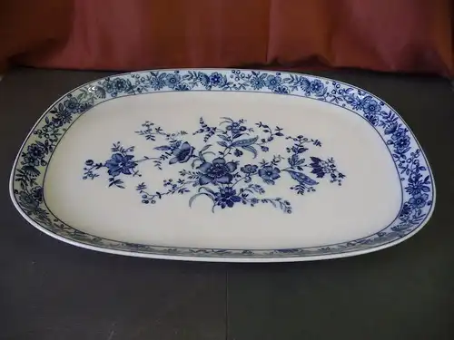 Platte Servierplatte Blumendekor blau Kobalt Landhausstil / Krautheim Porzellan