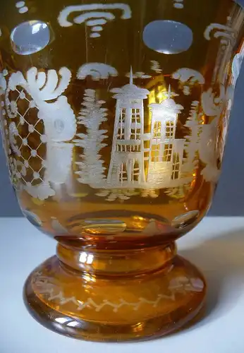 Schönes Deckelglas Pokalglas Zierglas honiggelb
