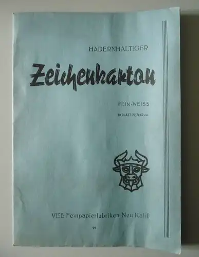 Orig. Zeichenkarton DDR Neu Kahliß 10 Blatt A3