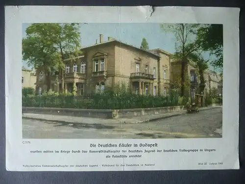 Sammelbild Farbdruck "Deutsche Häuser in Budapest" 1941