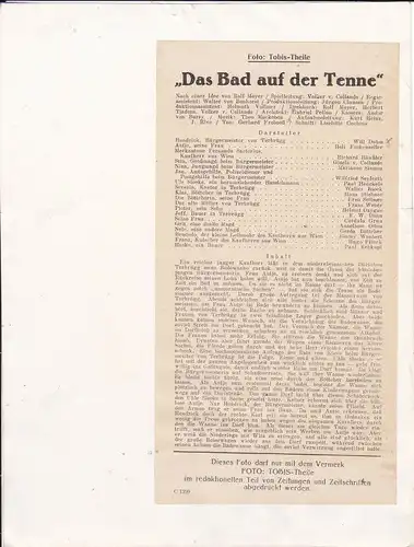 Orig. Filmfoto Pressefoto Will Dohm "Das Bad auf der Tenne" 1943