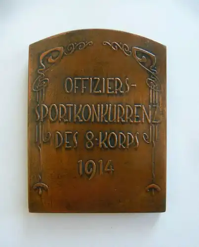 Plakette Auszeichnung Offiziers-Sportkonkurrenz 8. Korps 1914
