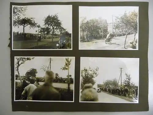 4 Orig. Fotos Albumseite Motorradrennen Oldtimer Schleiz? ca. 1930