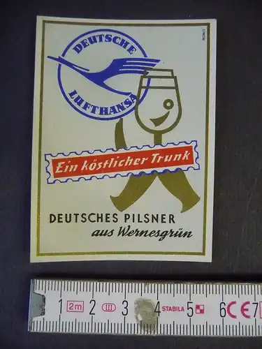 Bier-Etikett Wernesgrüner Pils / Deutsche Lufthansa