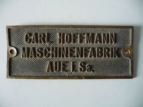 Typenschuld Maschinenfabrik Carl Hoffmann Aue Sa.