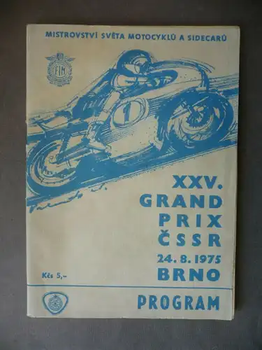 Programmheft Motorrad Grand Prix CSSR Brno / Brünn 1975