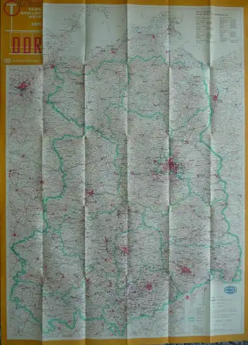 Landkarte Tankstellennetz DDR Minol-Kundendienst 1966