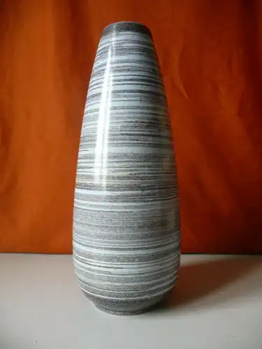 Vase braun-blau Streifendesign DDR / Strehla Keramik