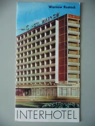 Reklameprospekt Faltblatt Interhotel Warnow Rostock ca. 1970