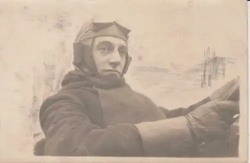 Orig. Foto Porträt Kraftfahrer Chaffeur Mütze Schutzbrille ca. 1920