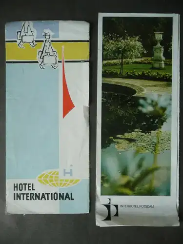 2 x Original-Reklame Hotelprospekt Interhotel Magdeburg / Potsdam