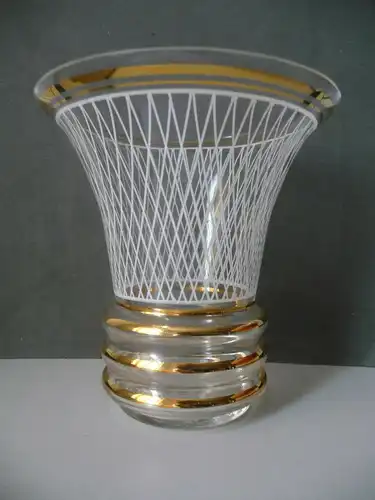 Elegante Vase Blumenvase DDR-Design Vintage Goldrand 15cm hoch
