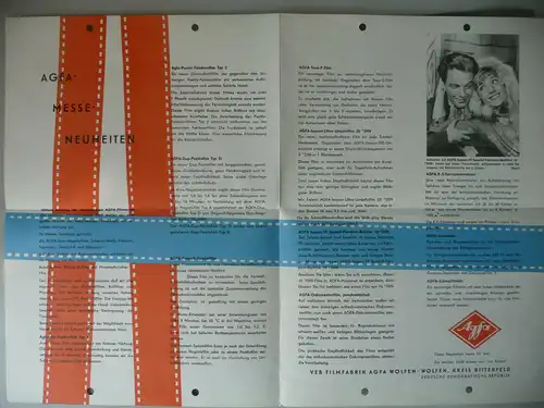 Reklameprospekt Filmfabrik Agfa Wolfen DDR Messe-Neuheiten 1960