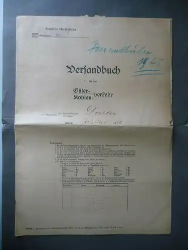 Versandbuch Güterverkehr Heft Bf Pirk Vogtland Januar 1945