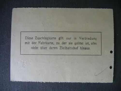 Fahrkarte Schnellzug-Zuschlagskarte Hof Bayern - Velden / Reichsbahn 1934