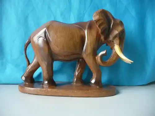 Holzfigur Deko Afrikanischer Elefant