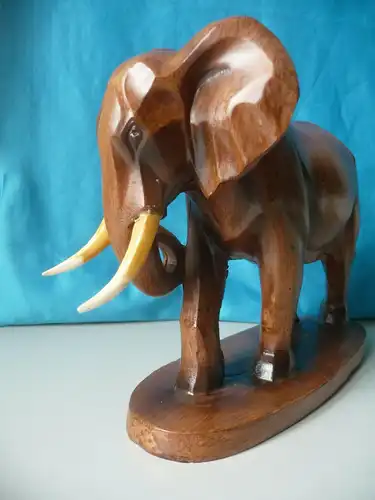 Holzfigur Deko Afrikanischer Elefant