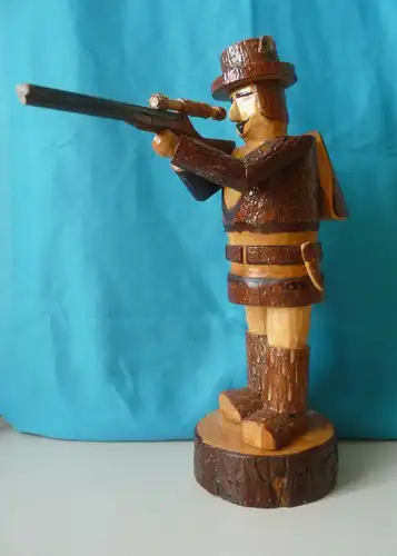 Dekofigur Holzfigur Jäger mit Gewehr