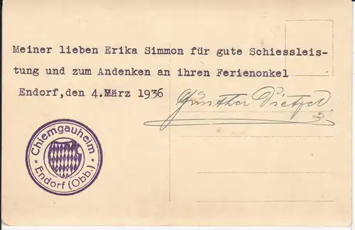 Orig. Foto Porträt Ferienonkel Schütze Orden Sammlung / Endorf Chiemgau 1936