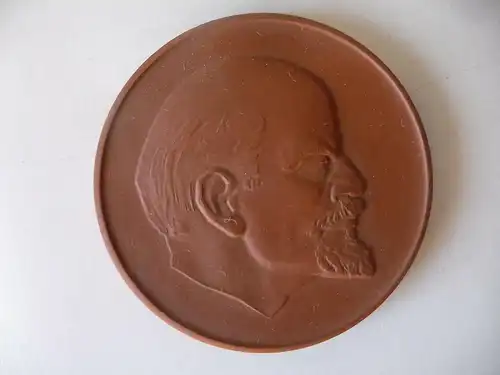 Medaille Lenin im Etui / Böttgersteinzeug Meißen