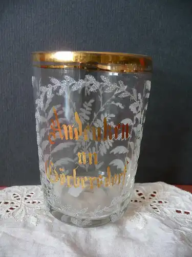 Trinkglas Becher Andenken an Görbersdorf / Sokołowsko ?