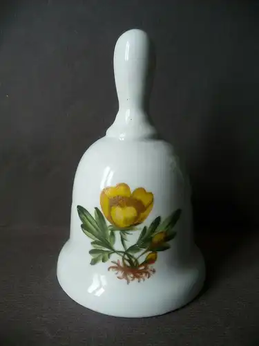 Kleine Tischglocke Glocke mit Blumendekor / Wagner Apel Lippelsdorf Porzellan