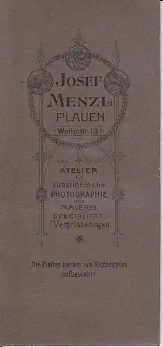 Orig. Foto Kabinettkarte Porträt Dame Frau im schwarzen Kleid Plauen Mode 1910