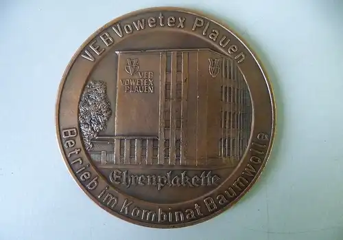 Medaille Ehrenplakette VEB Vowetex Plauen im Etui