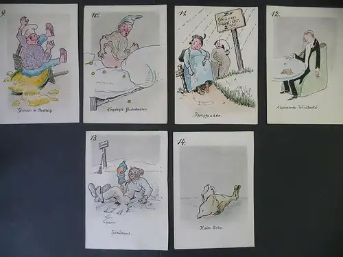 14 Scherz-Zeichnungen "Die neueste Speisekarte" / Paul Hübner Plauen 1953