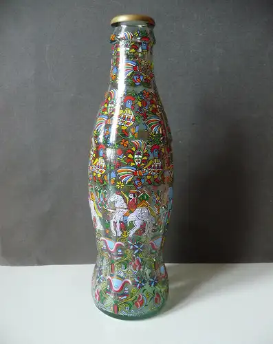 Deko-Flasche mit Foliendekor PopArt Vögel Pferde