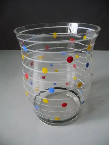 Trinkglas Becher Glas Design Streifen Punkte DDR 1950er Jahre