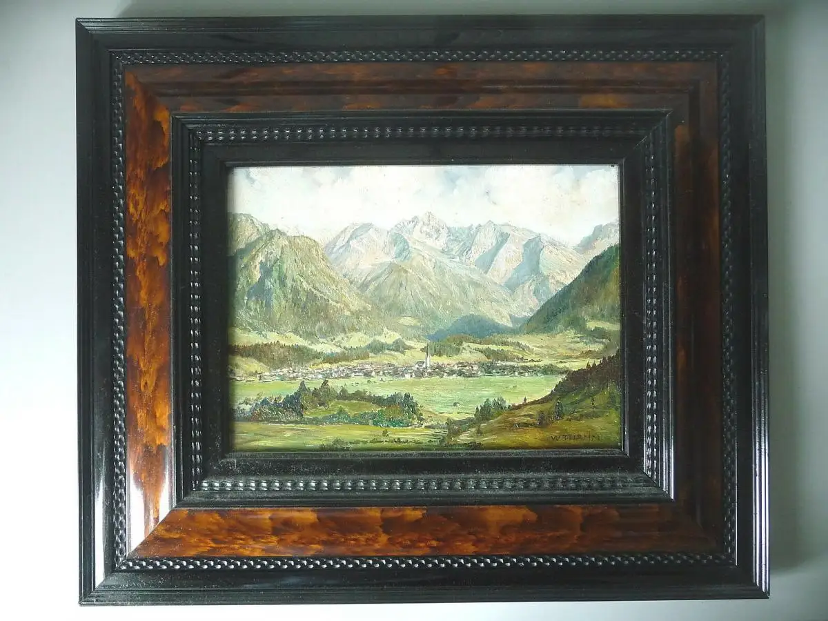 Landschaftsgemälde Oberstdorf Allgäu / Walther Thamm in Originalrahmen ca. 1920 0