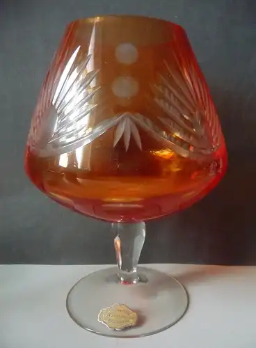 Großer Cognakschwenker Kelch Glas Zierglas / Kristallglas orange
