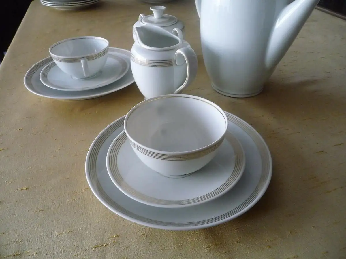 Kaffeeservice Kanne Zuckerdose Sahnegießer 2 Tassen / Kaestner Saxonia 3