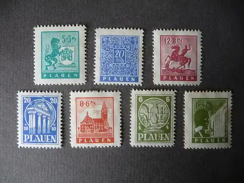 7 x Briefmarken Plauen Vogtland Wiederaufbau 1945