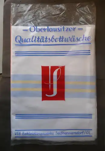 Bettlaken in Originalhülle / Oberlausitzer Bettwäsche  Seifhennersdorf DDR