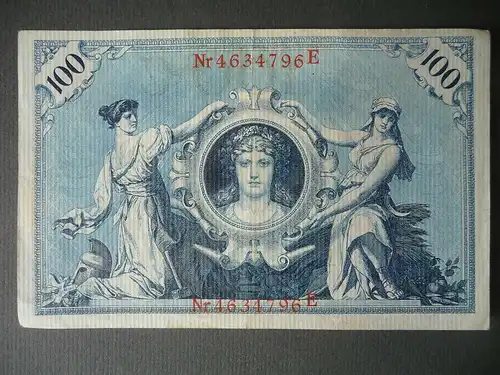 Reichsbanknote 100 Mark 1908 Nr. 4634796E