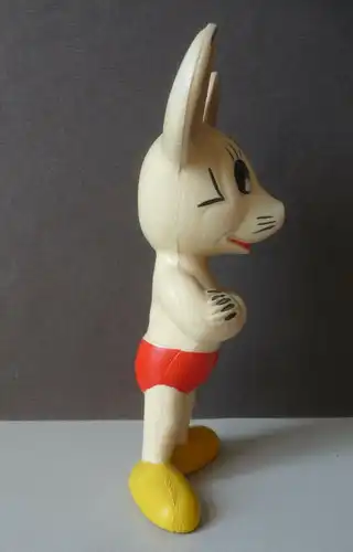 Plastefigur Weiße Maus mit roter Hose